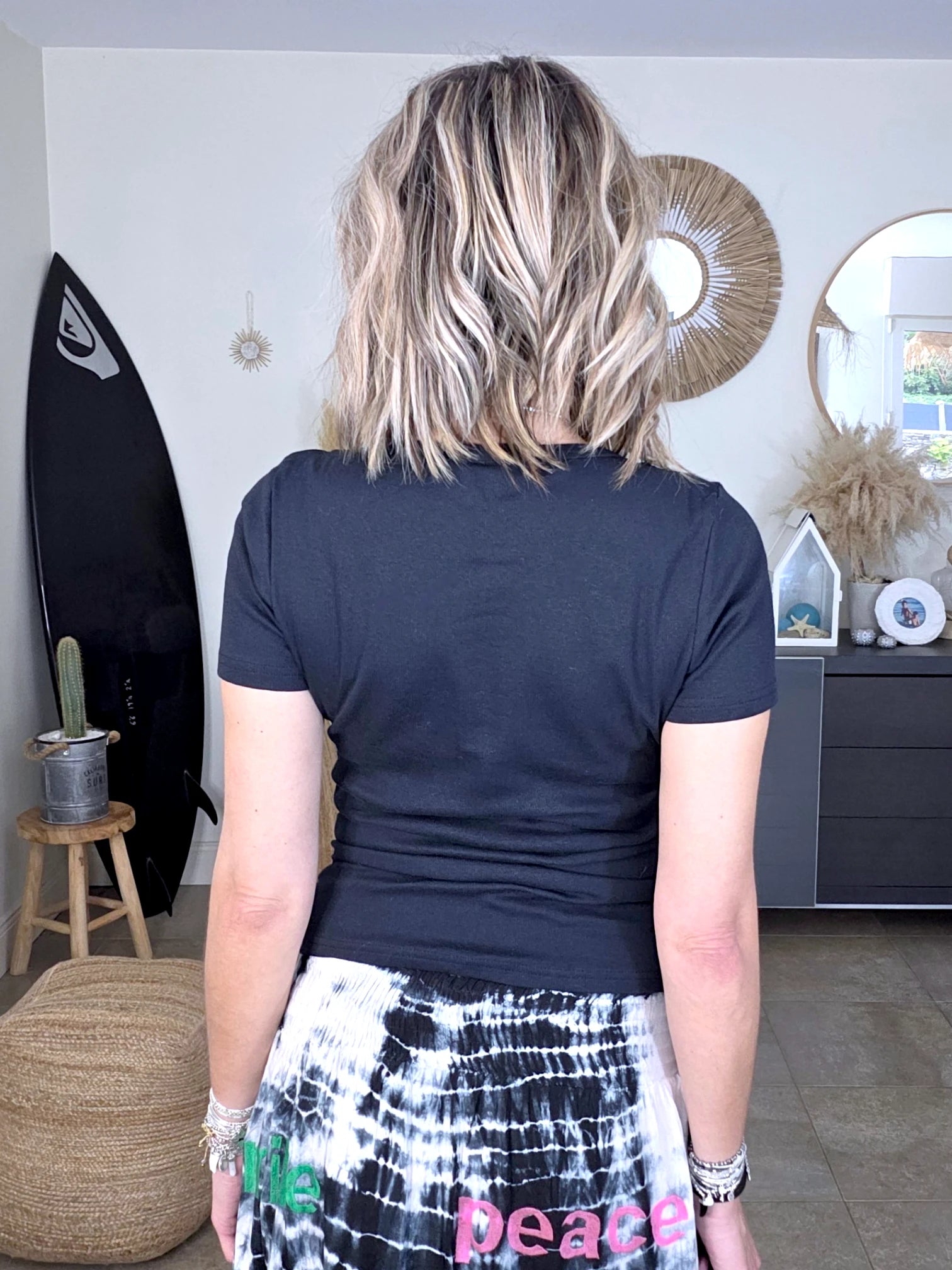 T-shirt noir à maille côtelée - 𝐌𝐚𝐫𝐢𝐧𝐚𝟒𝟒𝐟𝐚𝐦𝐢𝐥𝐲
