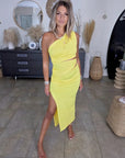 Robe asymétrique jaune