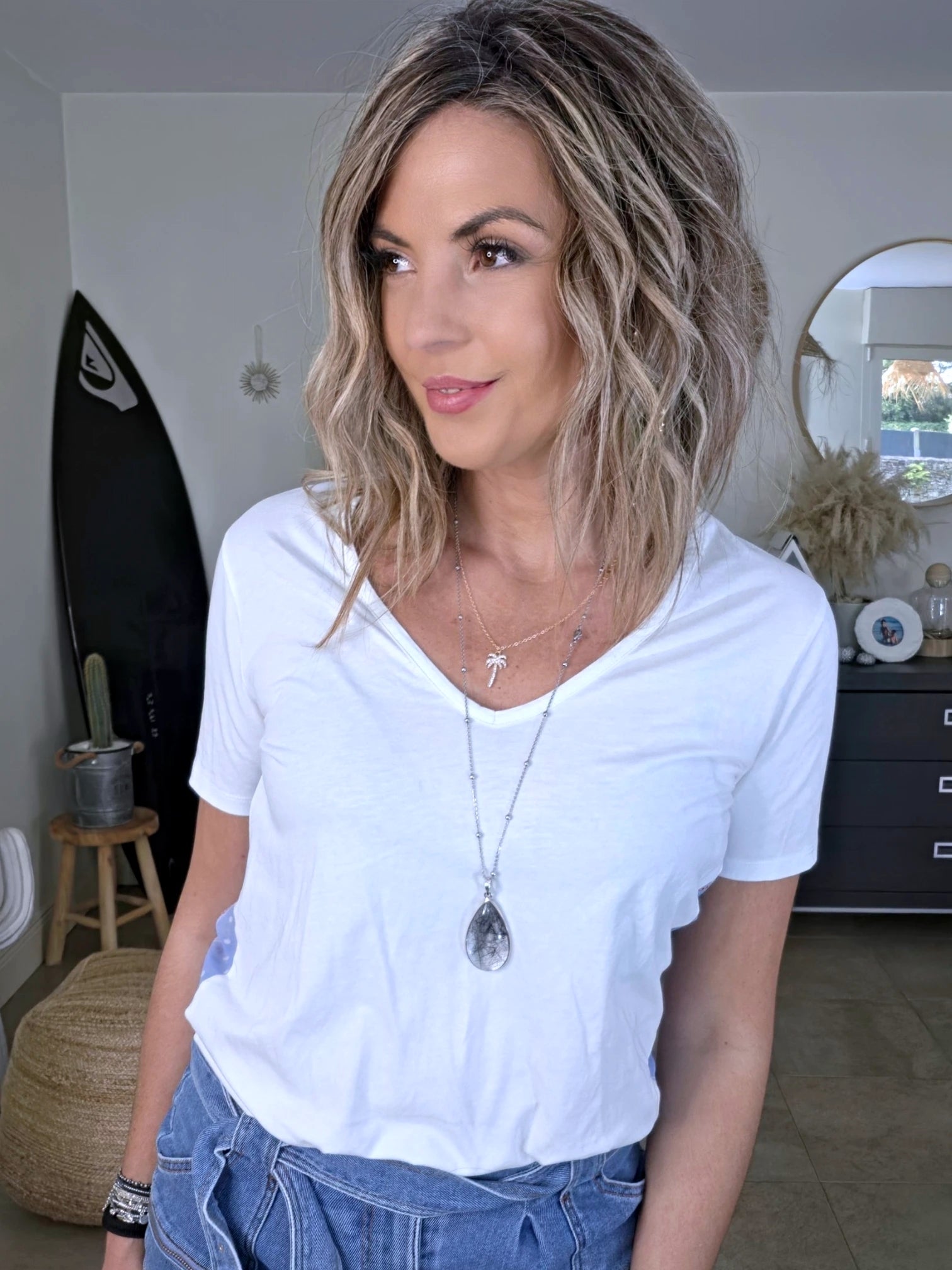 T-shirt blanc bi-matière - 𝐌𝐚𝐫𝐢𝐧𝐚𝟒𝟒𝐟𝐚𝐦𝐢𝐥𝐲