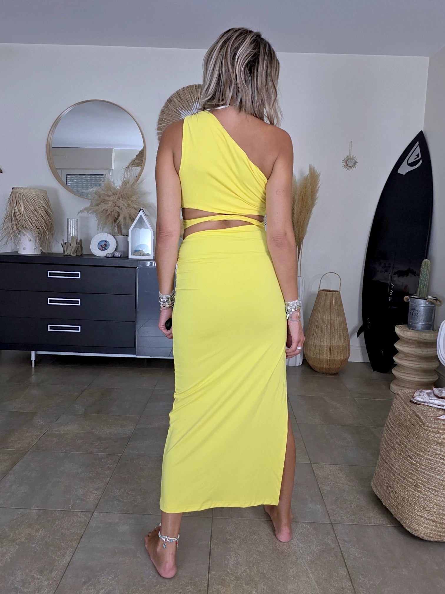 Robe asymétrique jaune