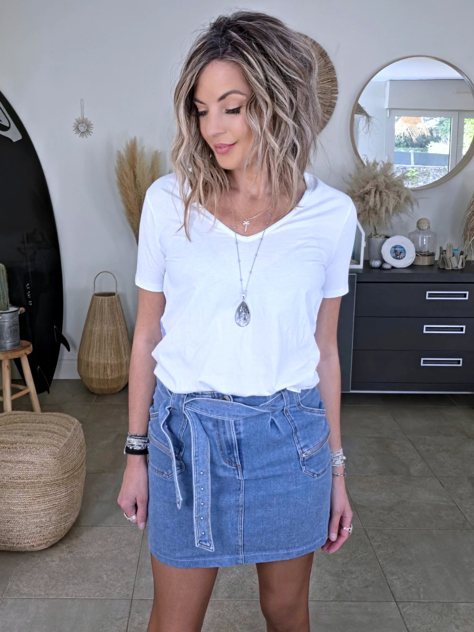 T-shirt blanc bi-matière - 𝐌𝐚𝐫𝐢𝐧𝐚𝟒𝟒𝐟𝐚𝐦𝐢𝐥𝐲