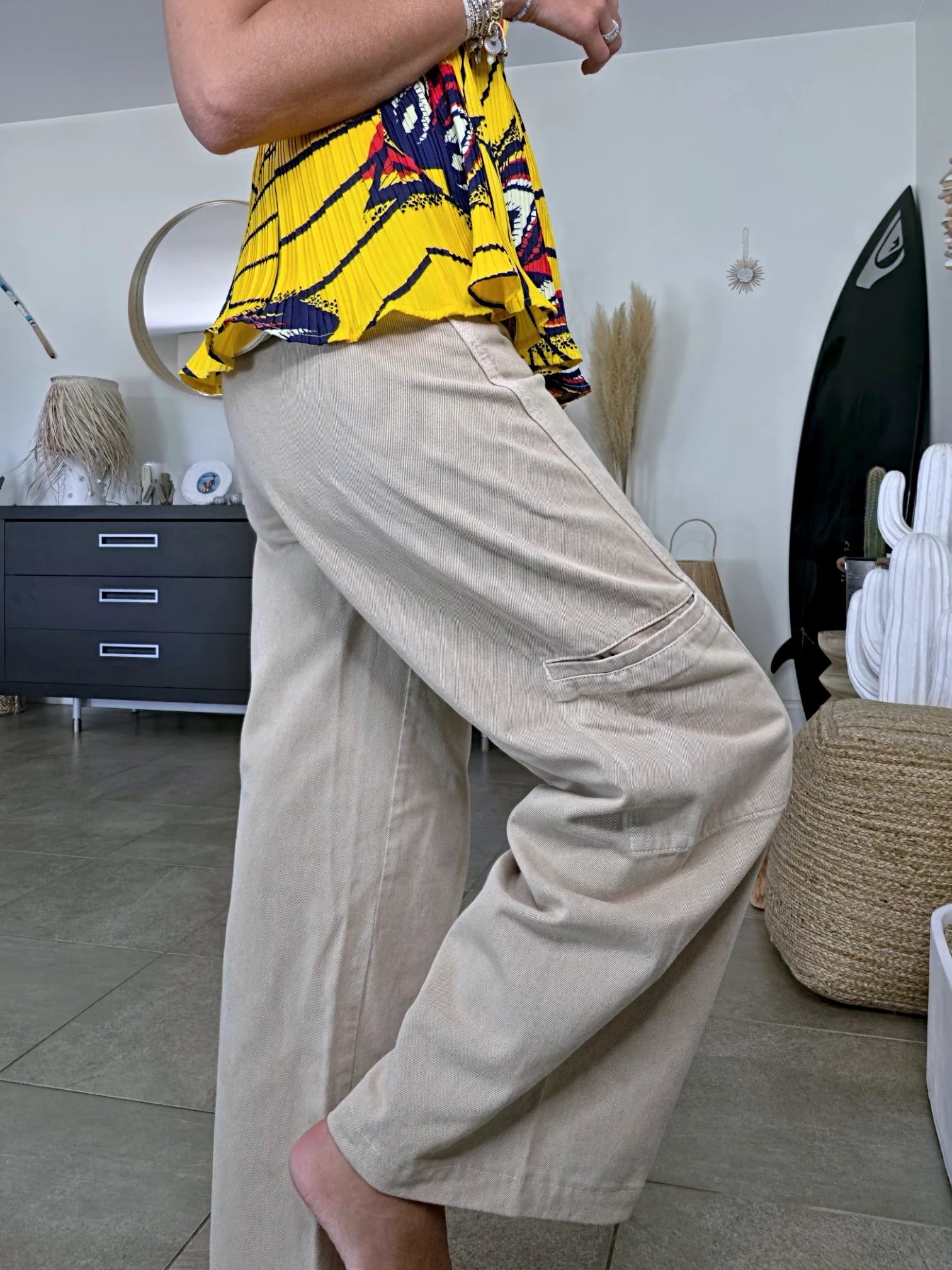 Pantalon cargo à jambe large