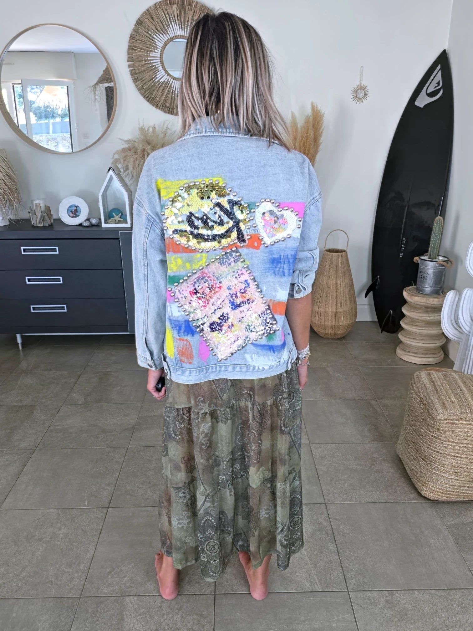 Veste en jean customisée