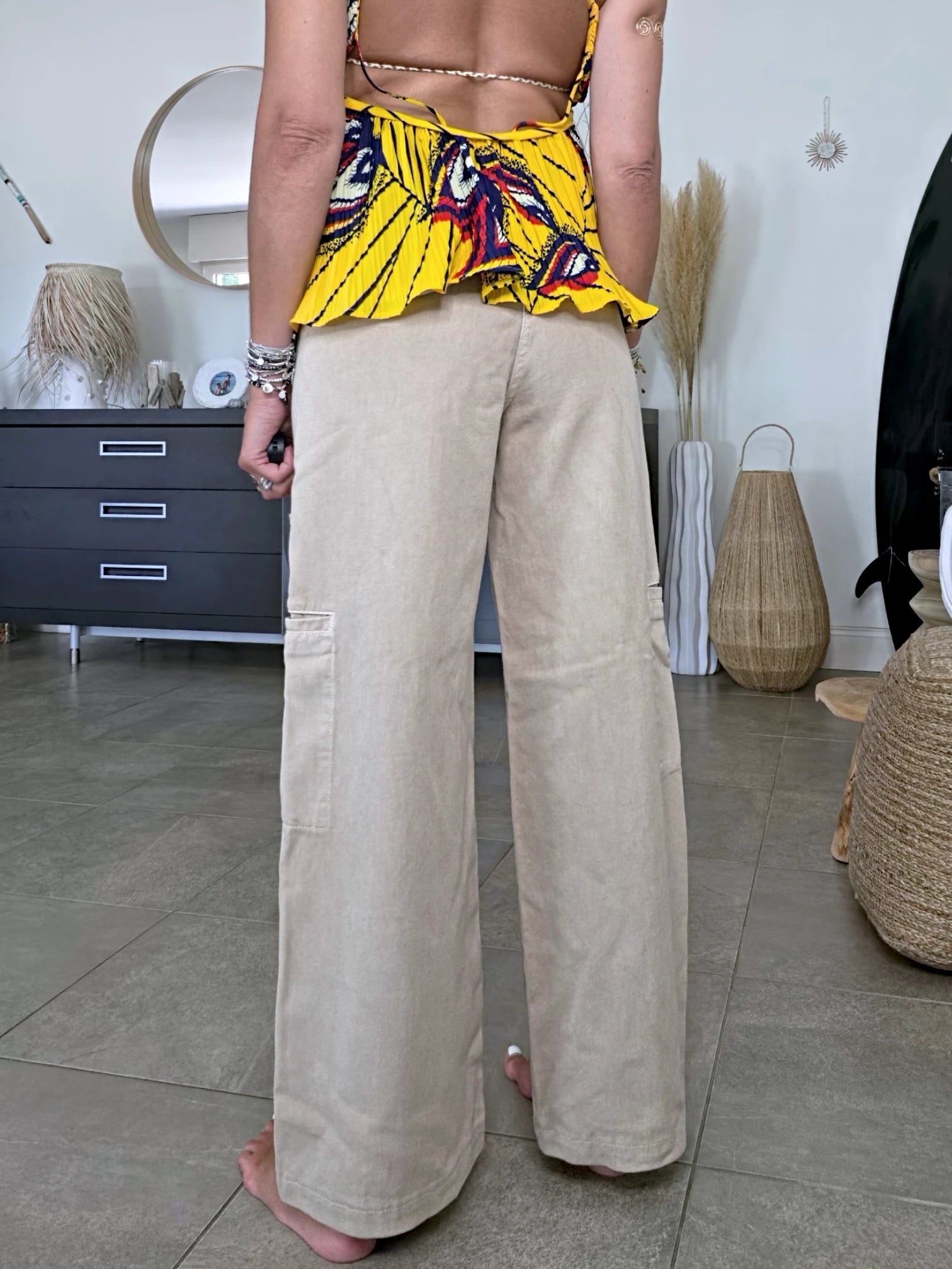 Pantalon cargo à jambe large