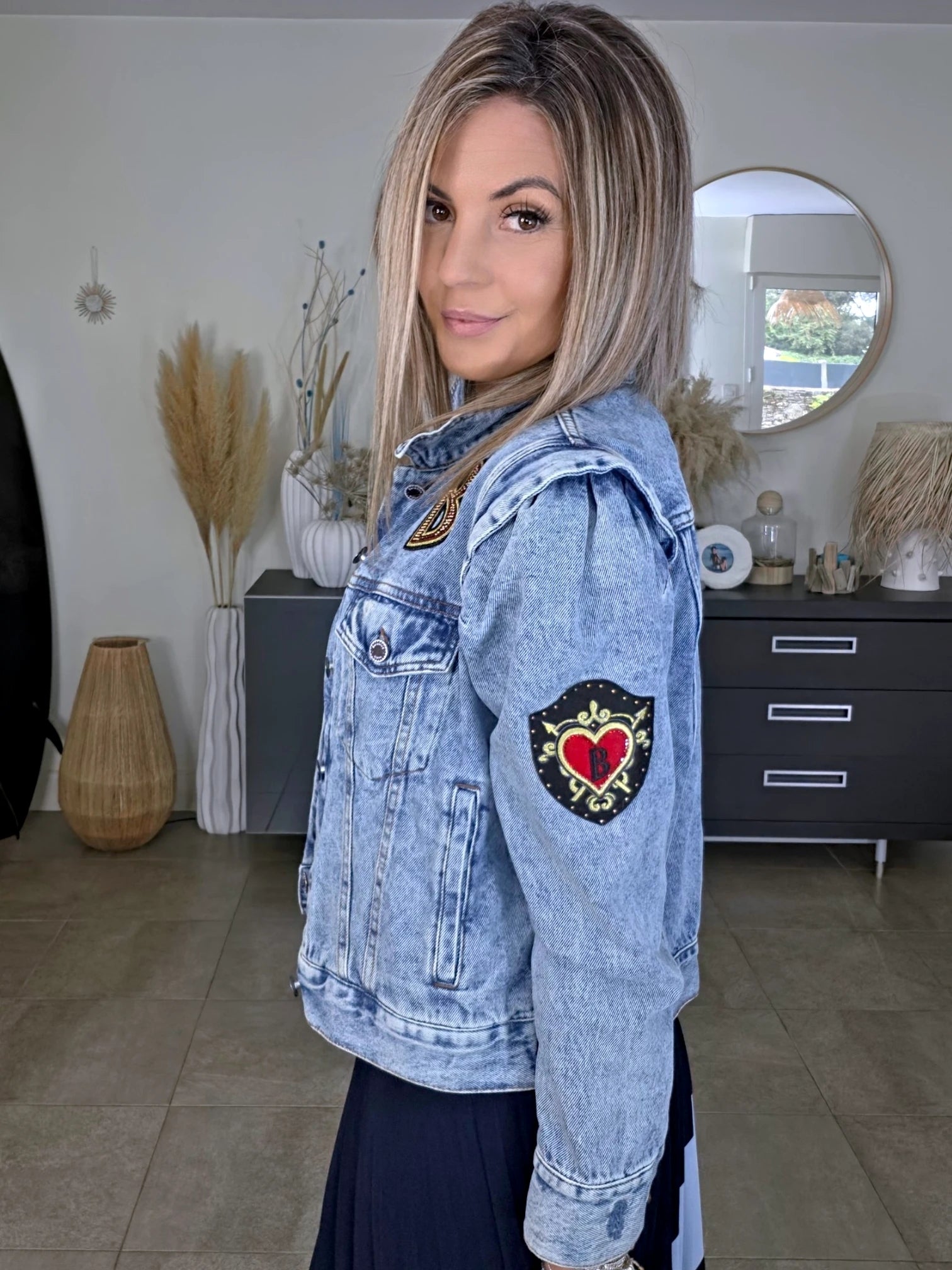 Veste en jean endlessy avec écussons