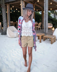 Short beige à bandes latérales