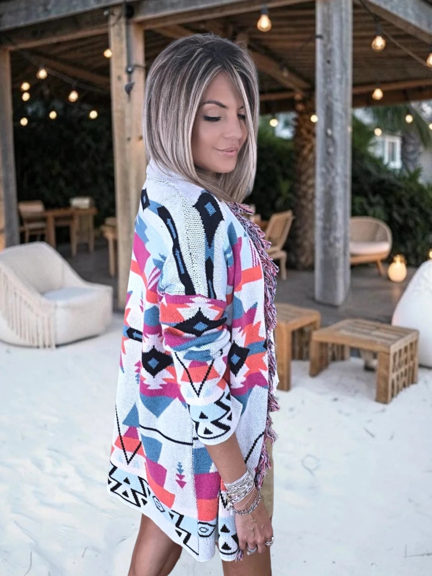 Cardigan à imprimé éthnique
