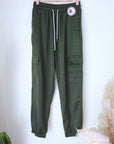 Pantalon cargo satiné kaki