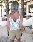 Top blanc en maille crochet