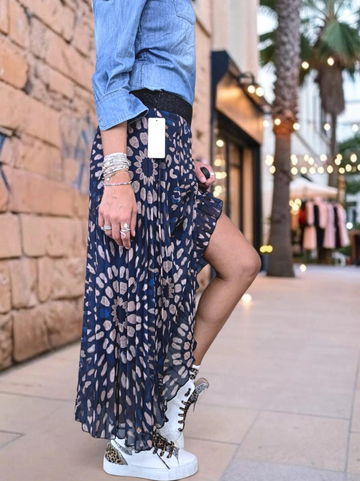 Jupe longue bleu marine à imprimé - 𝐌𝐚𝐫𝐢𝐧𝐚𝟒𝟒𝐟𝐚𝐦𝐢𝐥𝐲