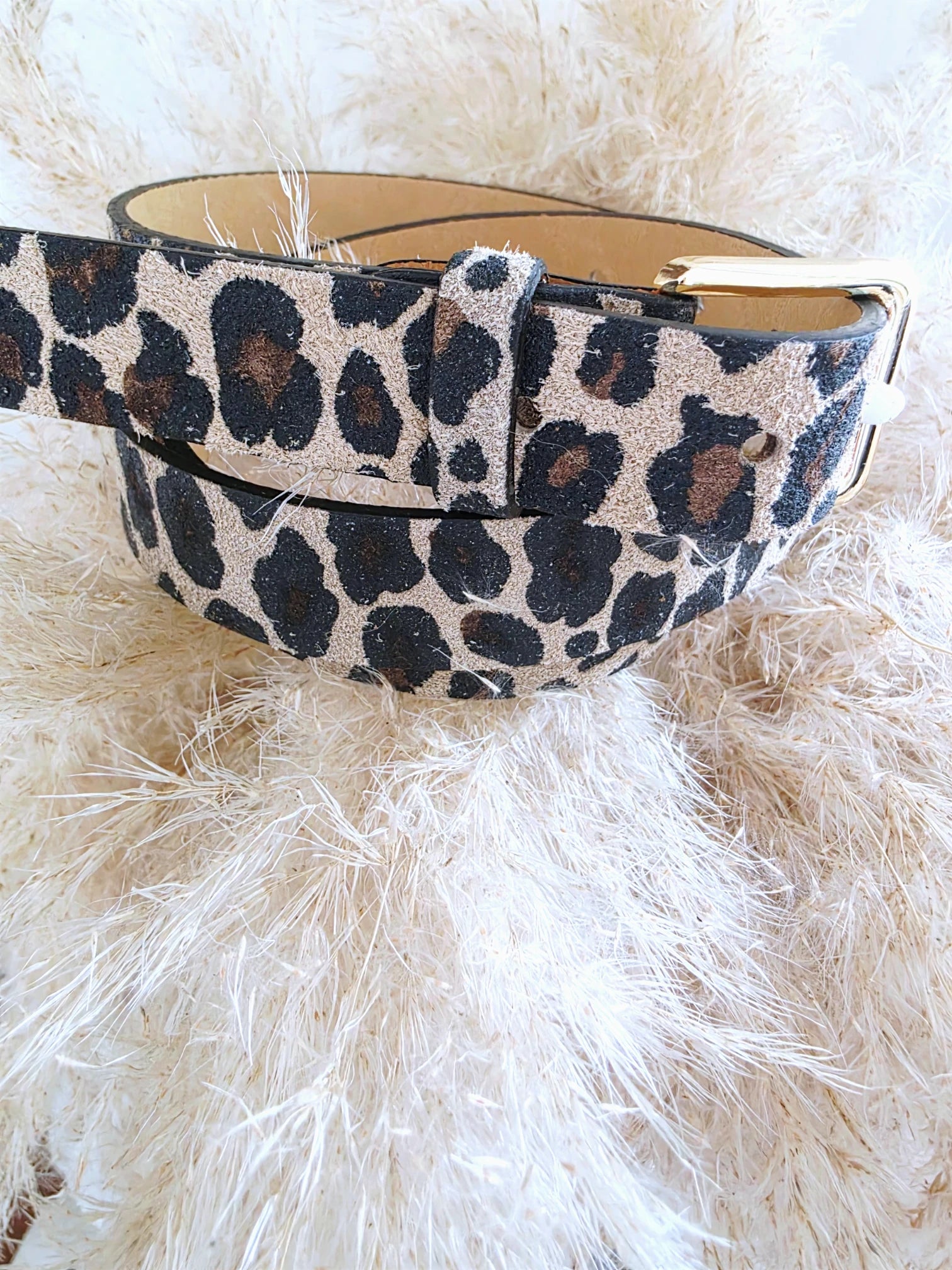 Ceinture à imprimé léopard en cuir