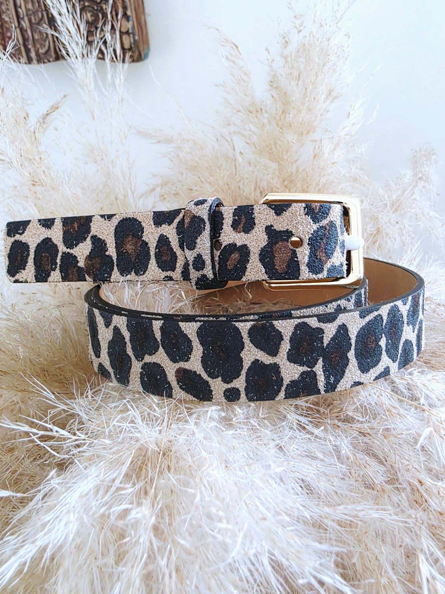 Ceinture à imprimé léopard en cuir