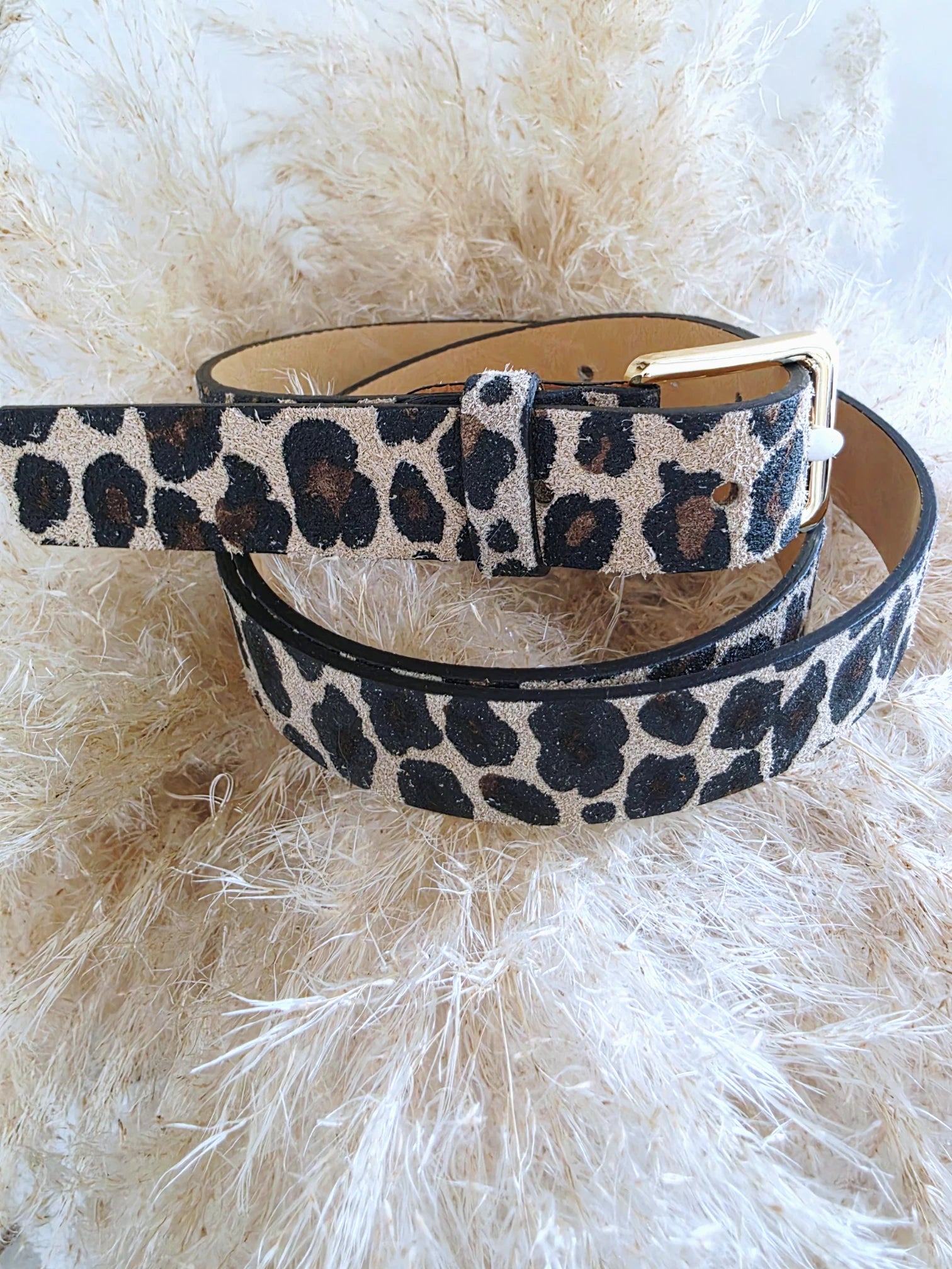 Ceinture à imprimé léopard en cuir