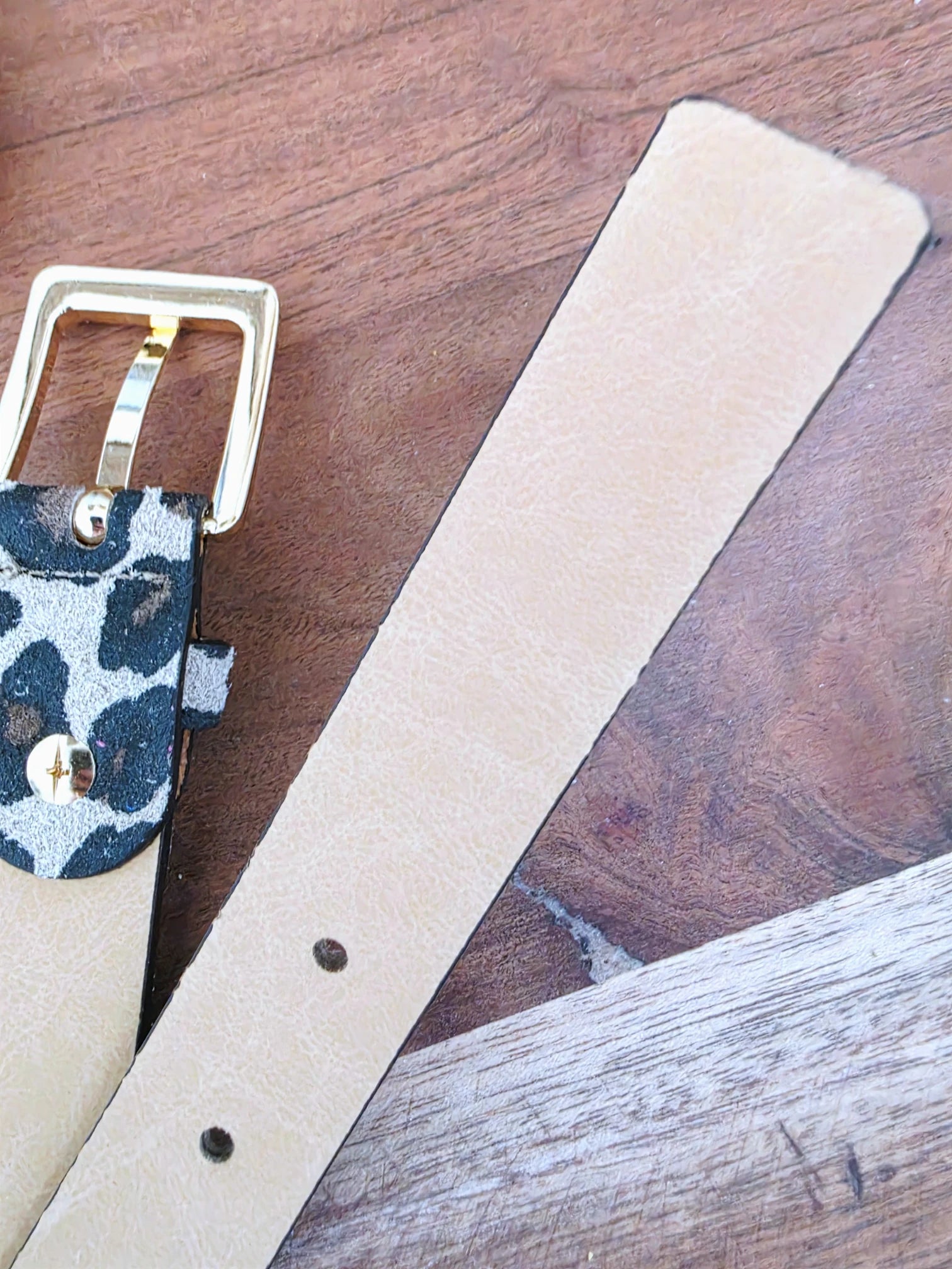 Ceinture à imprimé léopard en cuir