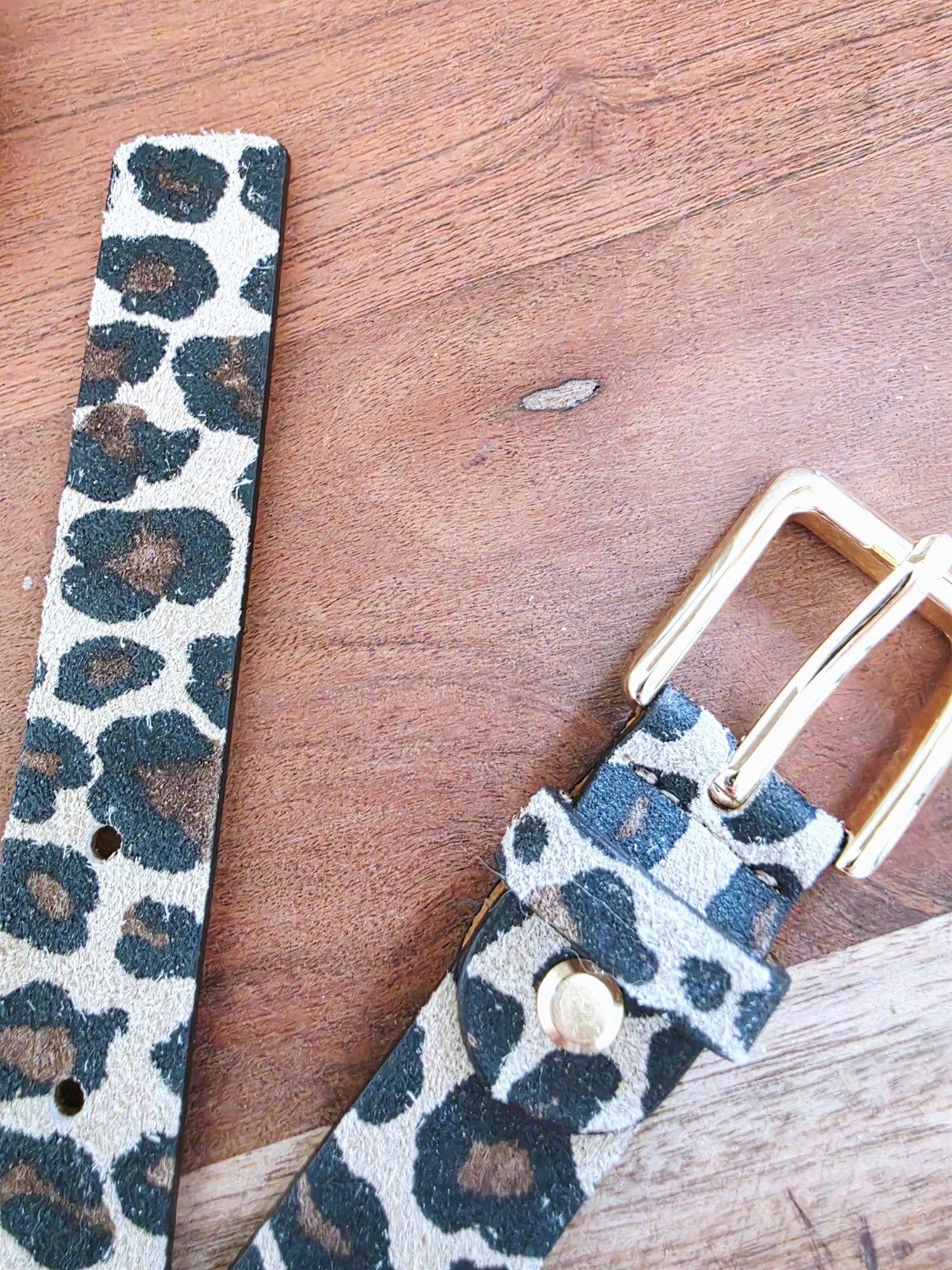 Ceinture à imprimé léopard en cuir