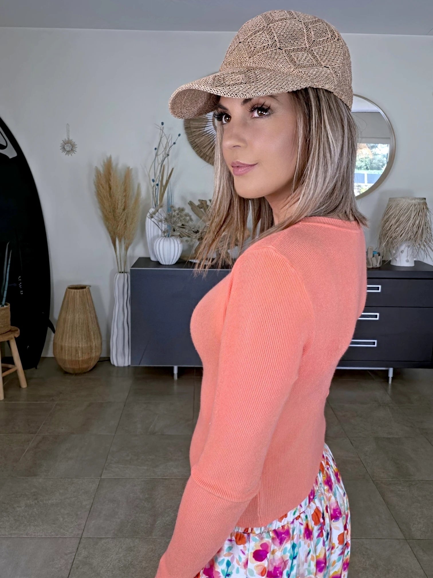 Pull corail clair à maille fine côtelée - 𝐌𝐚𝐫𝐢𝐧𝐚𝟒𝟒𝐟𝐚𝐦𝐢𝐥𝐲