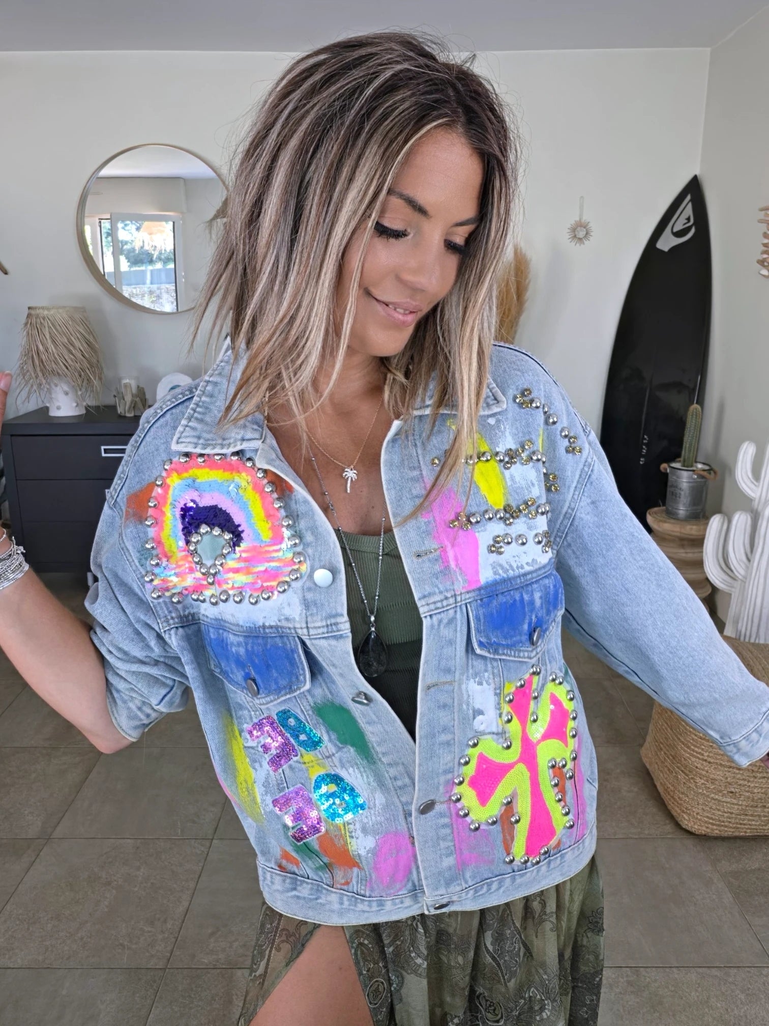 Veste en jean customisée