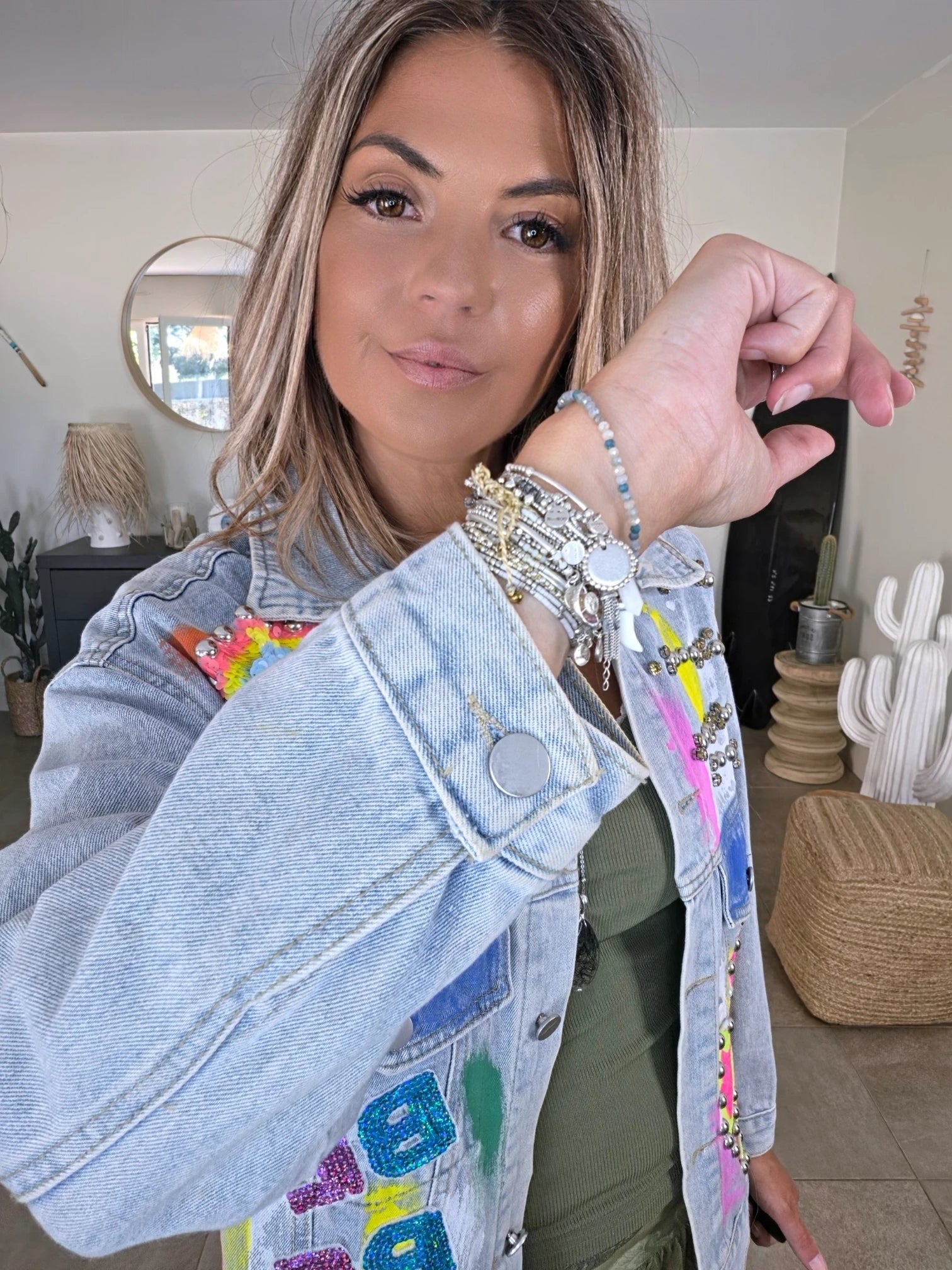 Veste en jean customisée