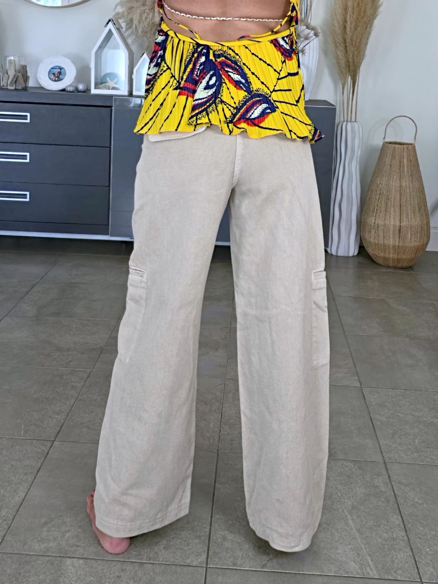 Pantalon cargo à jambe large