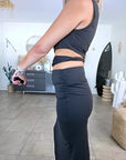 Robe fendu noire en lycra
