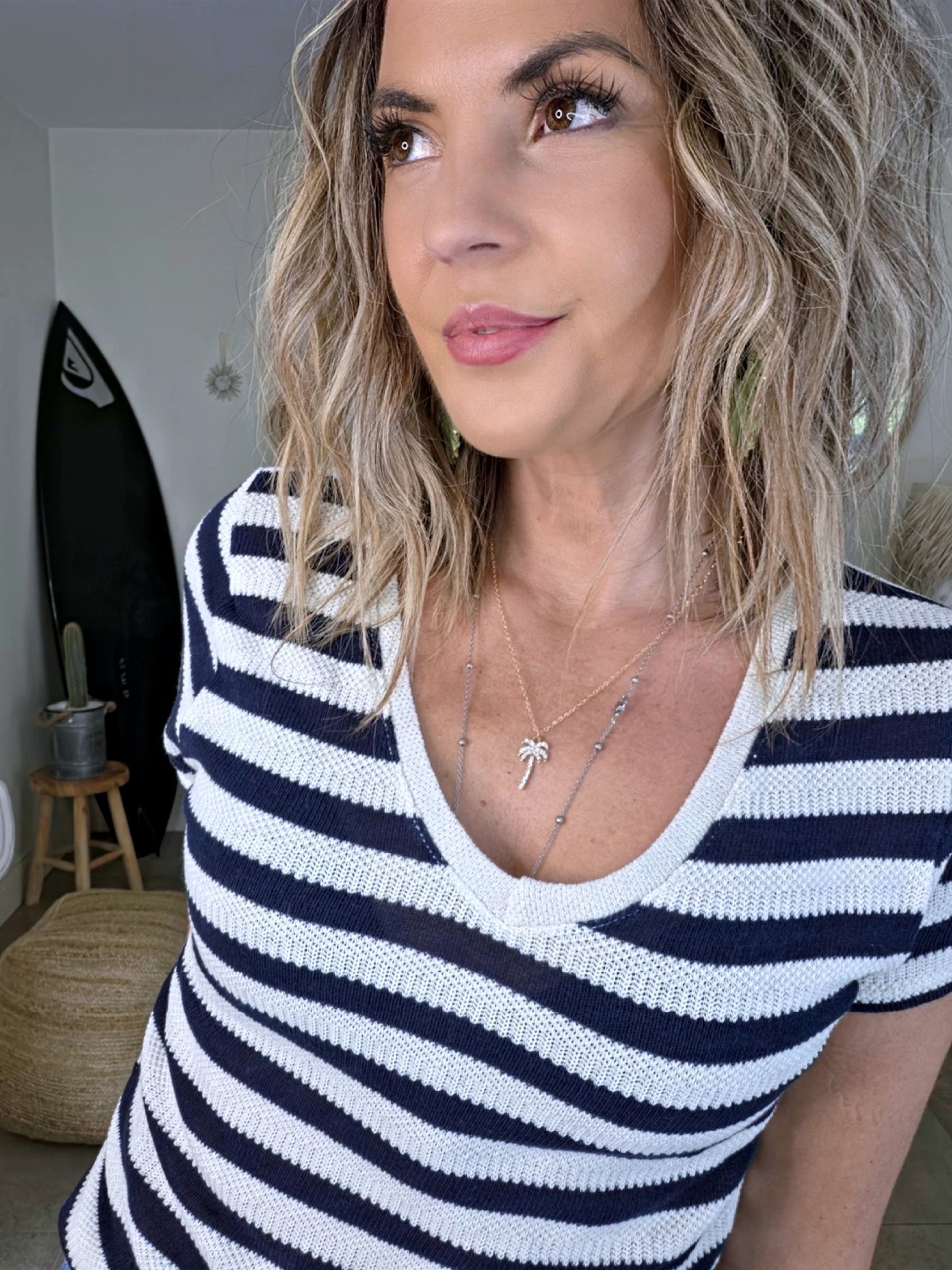 Haut en coton à maille rayé bleu marine - 𝐌𝐚𝐫𝐢𝐧𝐚𝟒𝟒𝐟𝐚𝐦𝐢𝐥𝐲