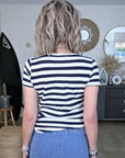 Haut en coton à maille rayé bleu marine - 𝐌𝐚𝐫𝐢𝐧𝐚𝟒𝟒𝐟𝐚𝐦𝐢𝐥𝐲