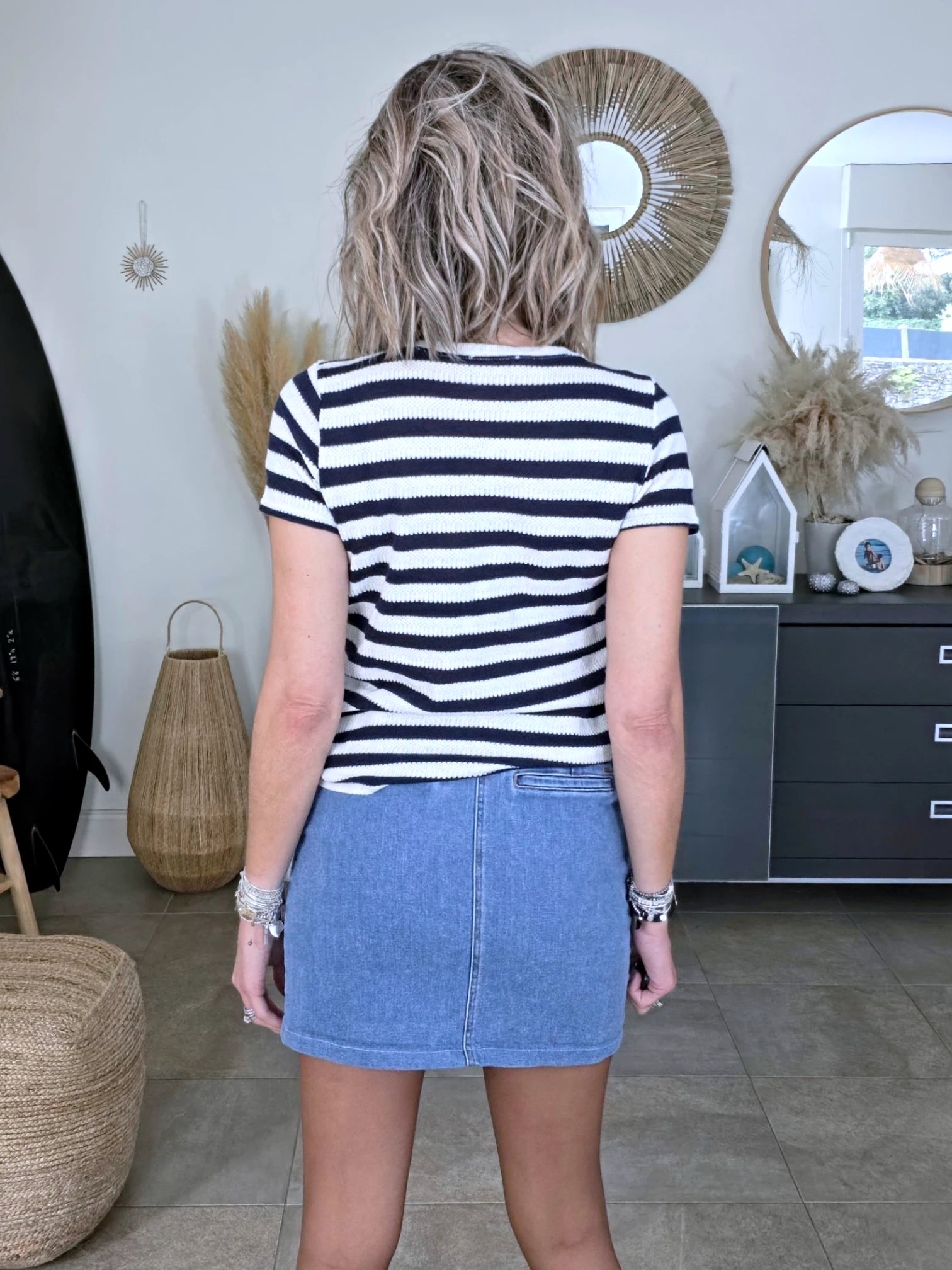 Haut en coton à maille rayé bleu marine - 𝐌𝐚𝐫𝐢𝐧𝐚𝟒𝟒𝐟𝐚𝐦𝐢𝐥𝐲