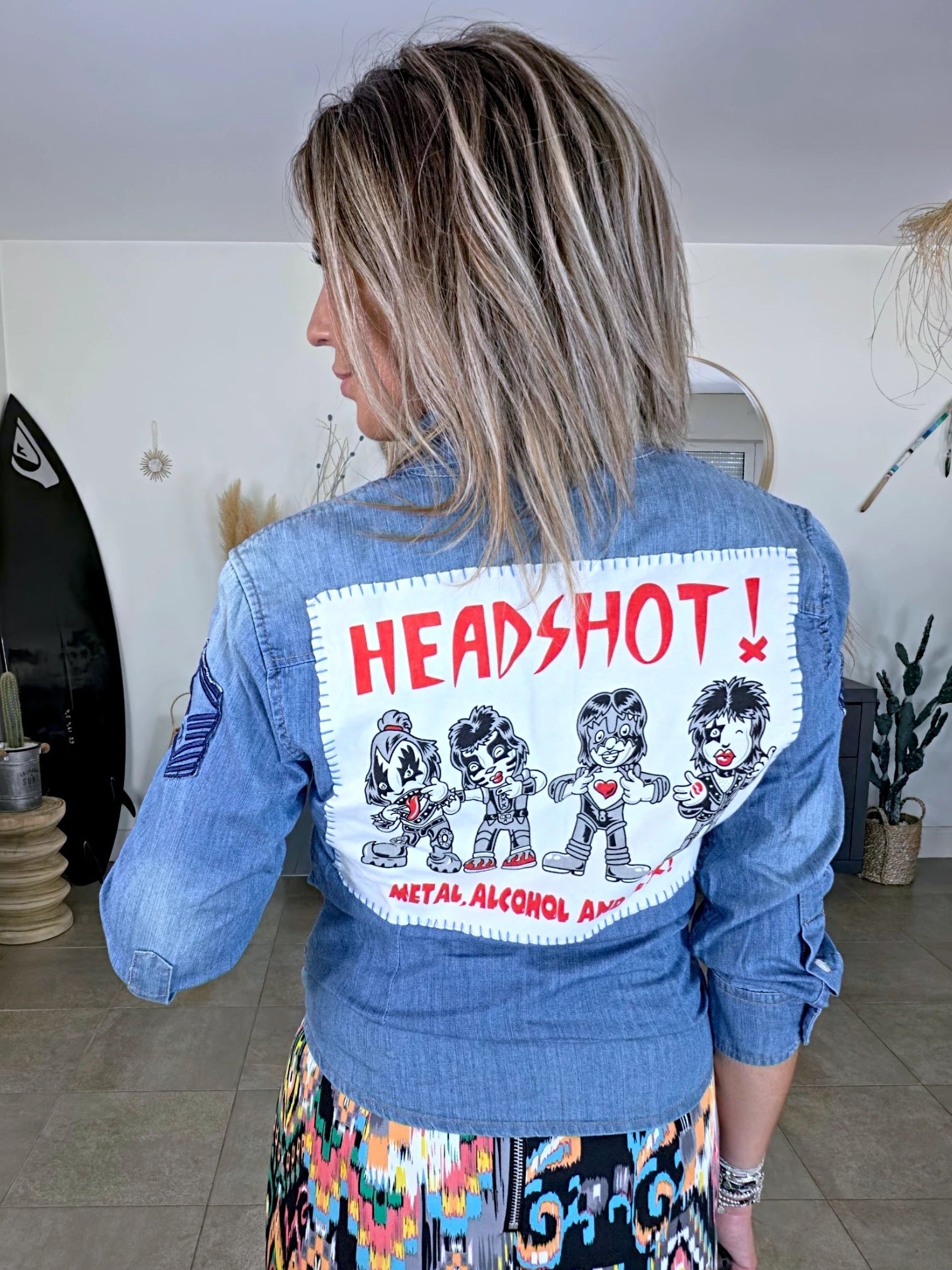 Chemise bleue en jean fine en coton