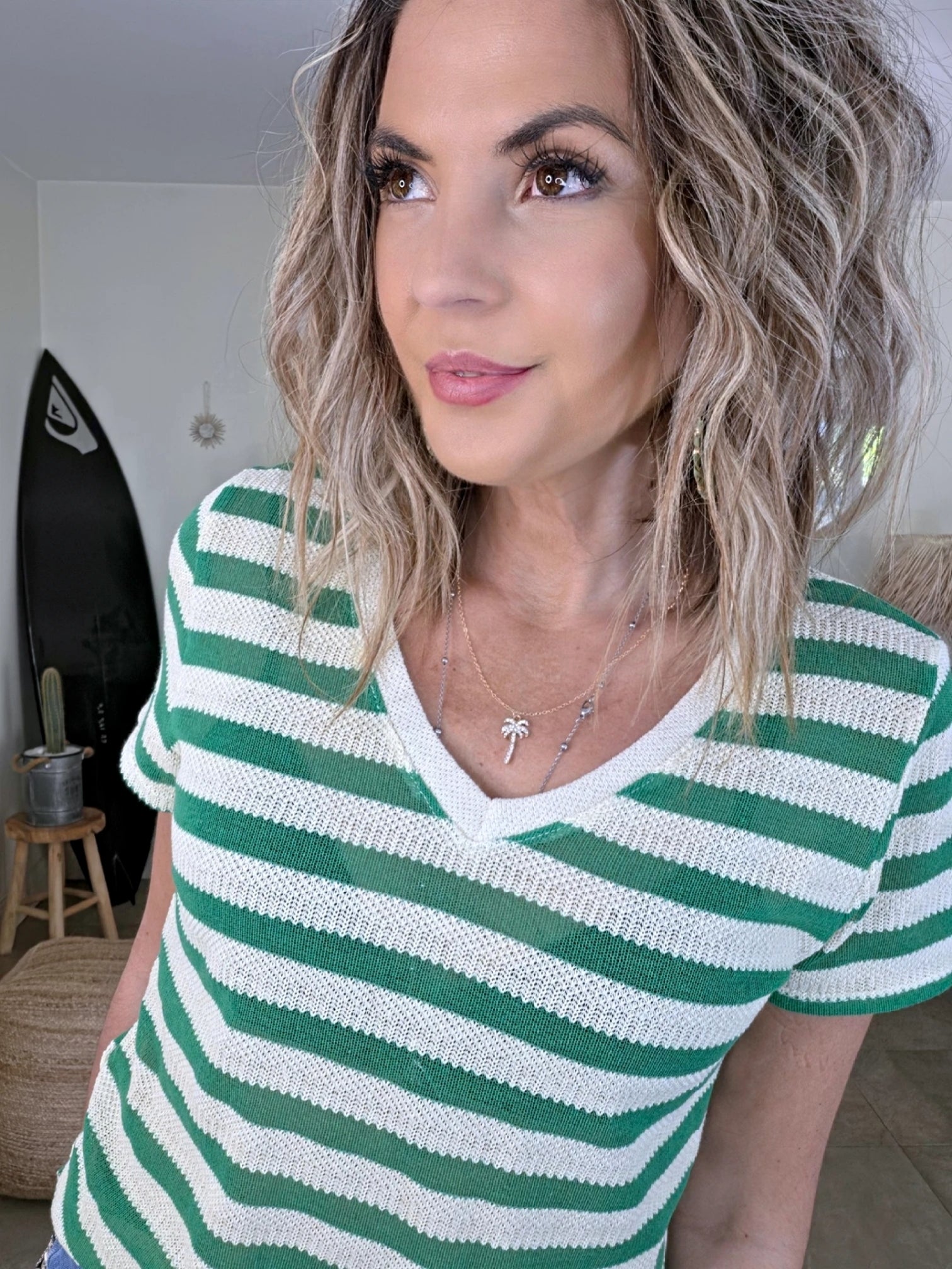 Haut en coton à maille rayé vert - 𝐌𝐚𝐫𝐢𝐧𝐚𝟒𝟒𝐟𝐚𝐦𝐢𝐥𝐲