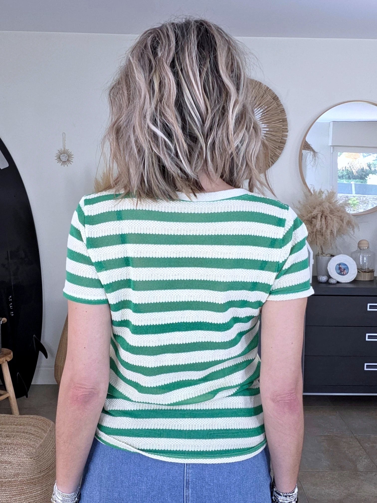 Haut en coton à maille rayé vert - 𝐌𝐚𝐫𝐢𝐧𝐚𝟒𝟒𝐟𝐚𝐦𝐢𝐥𝐲