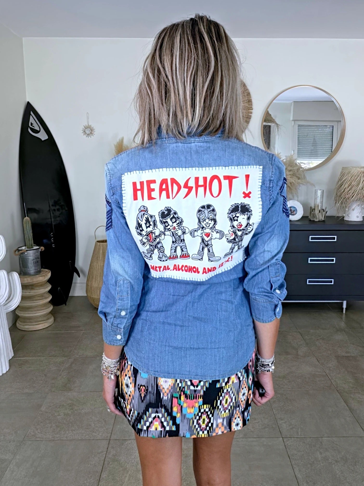 Chemise bleue en jean fine en coton