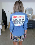 Chemise bleue en jean fine en coton