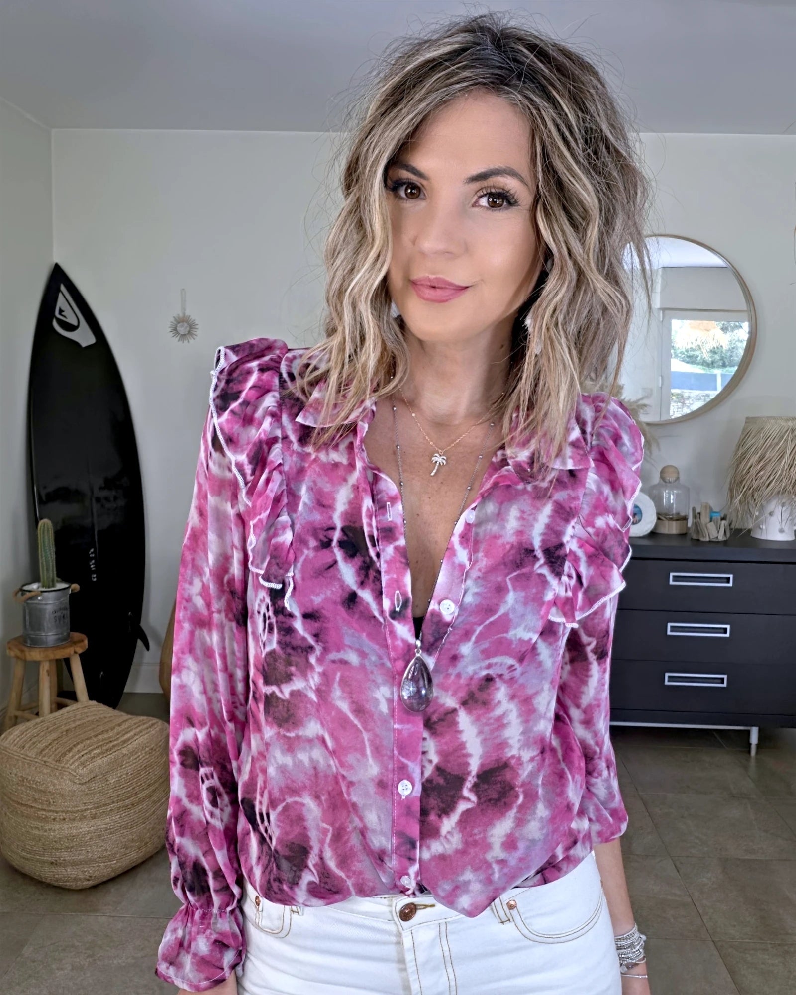 Chemise tie and dye rose fuchsia