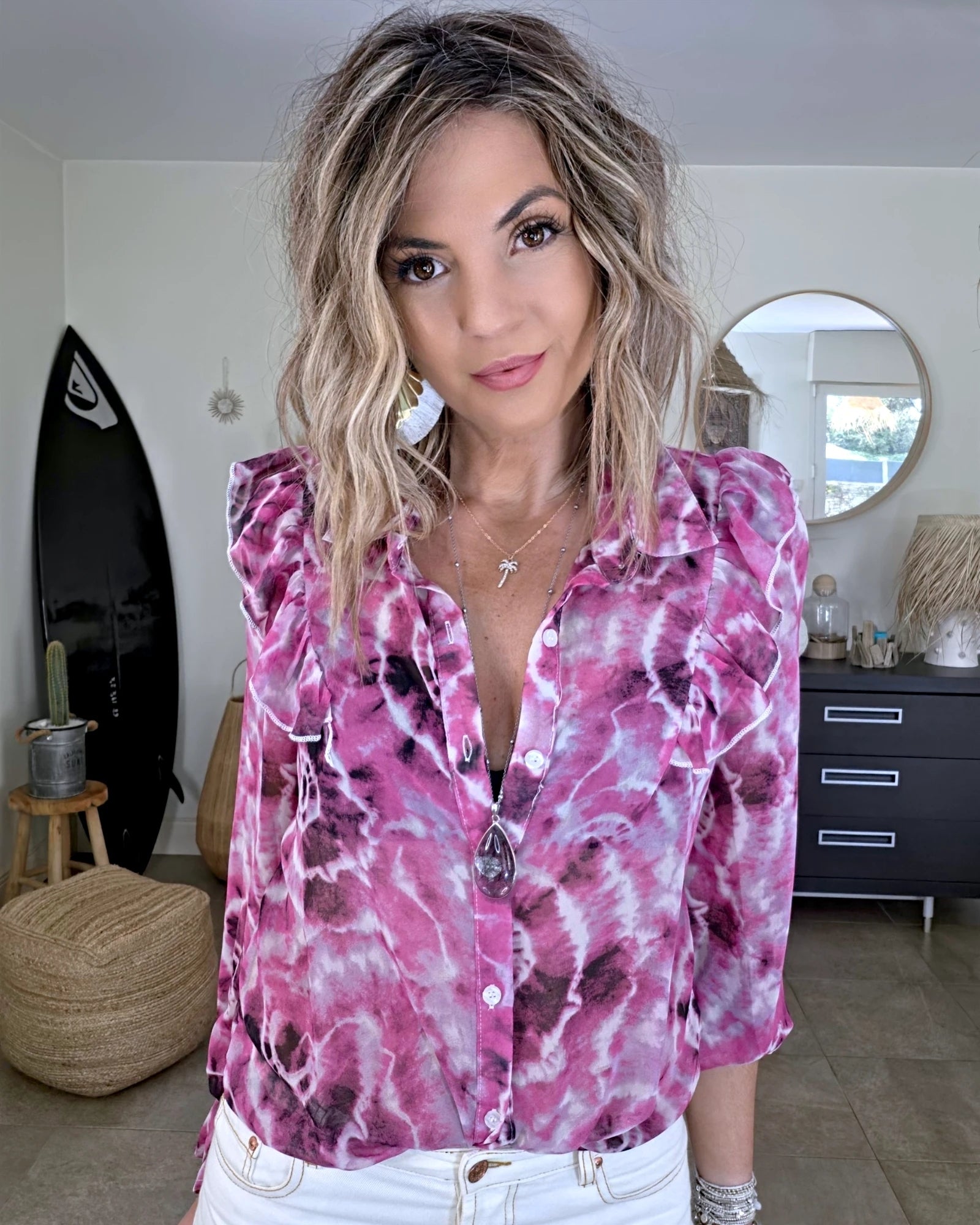 Chemise tie and dye rose fuchsia