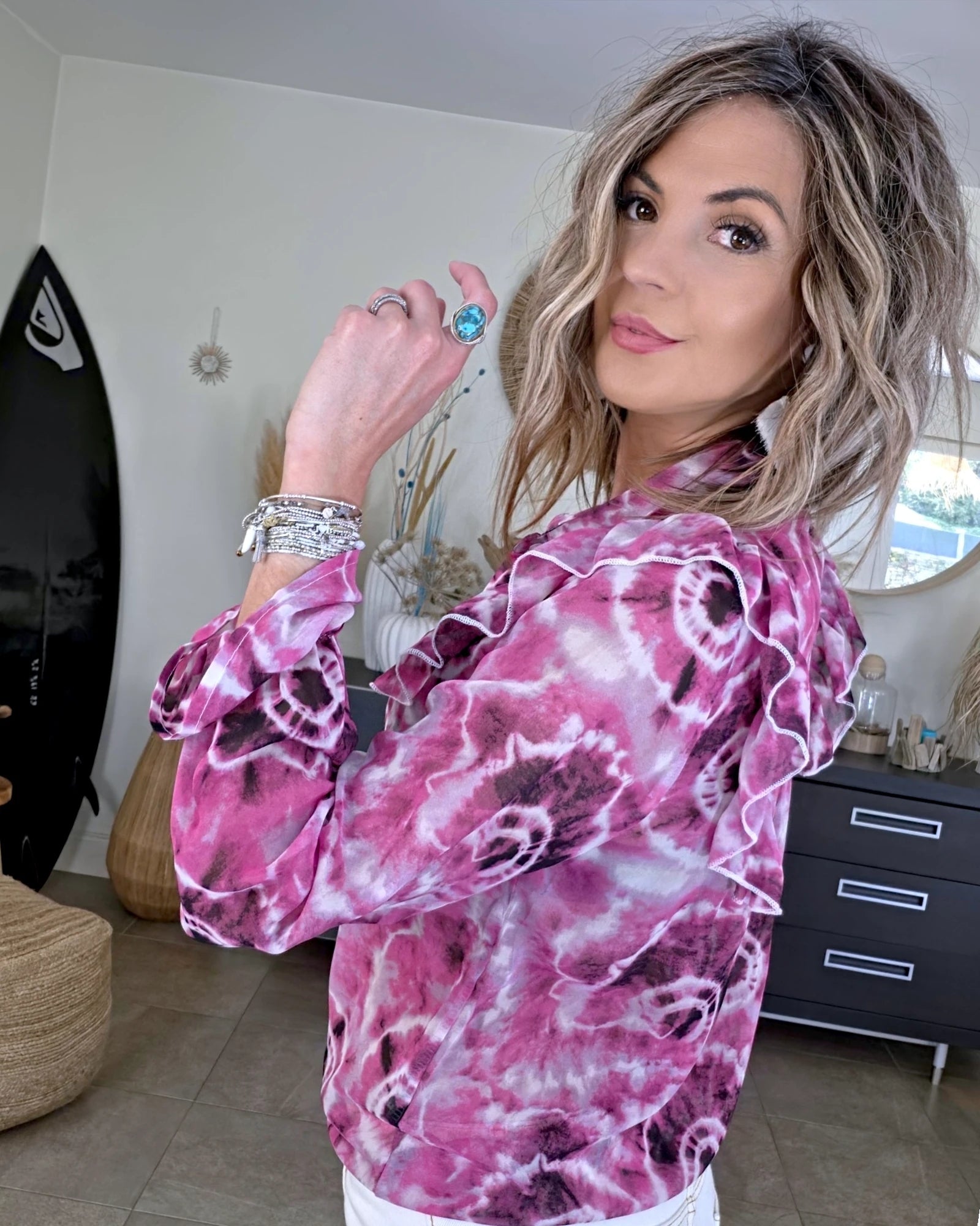 Chemise tie and dye rose fuchsia