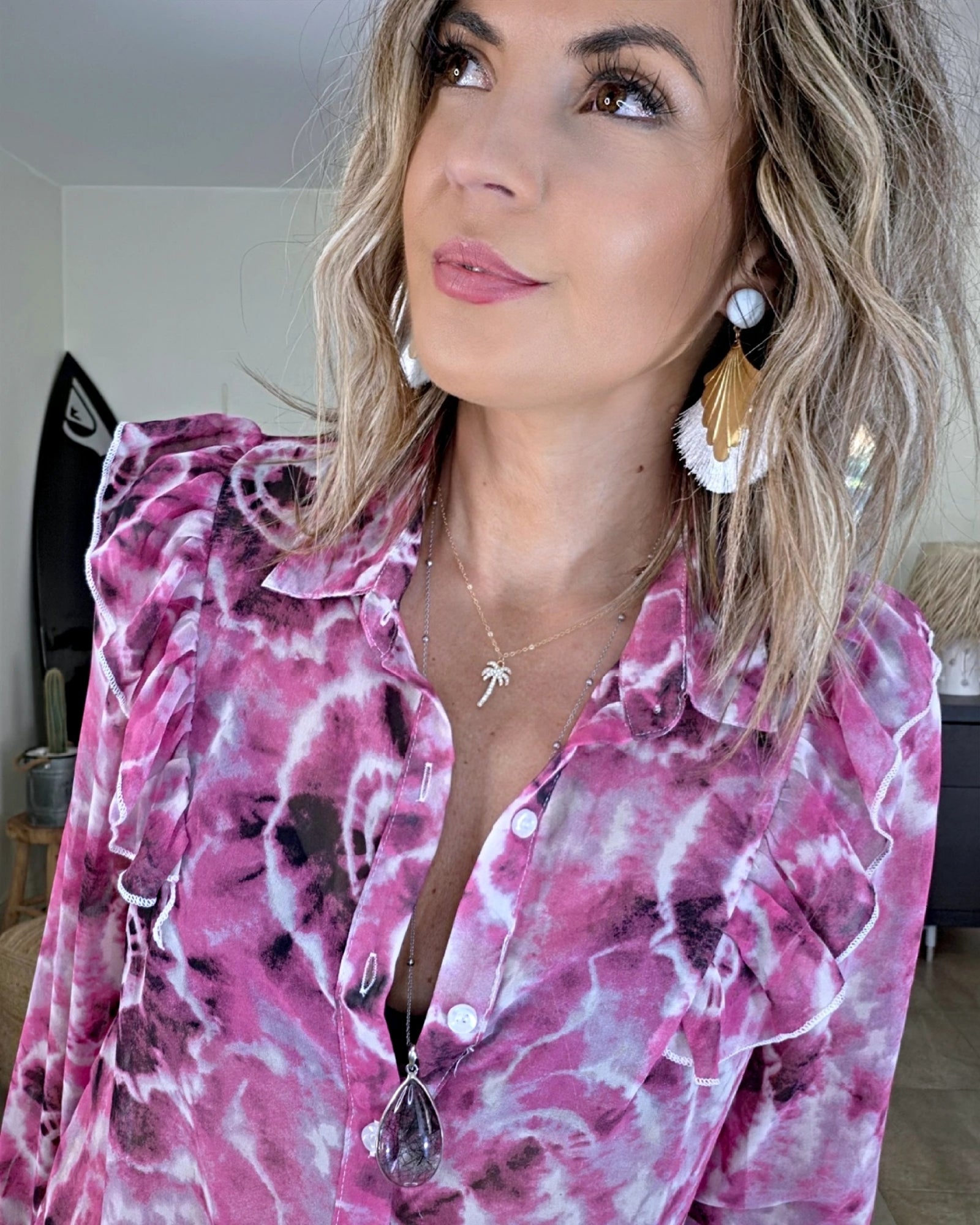 Chemise tie and dye rose fuchsia