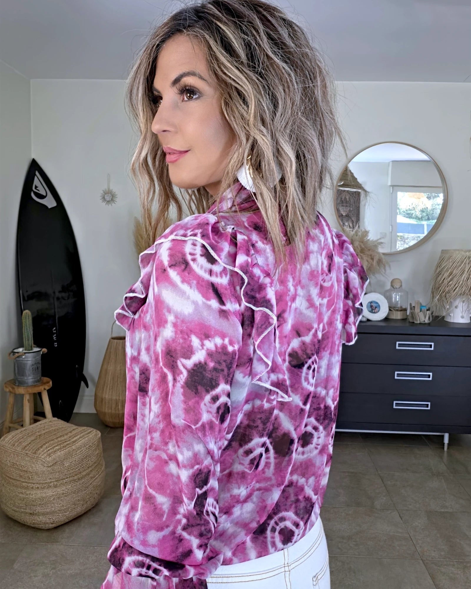 Chemise tie and dye rose fuchsia