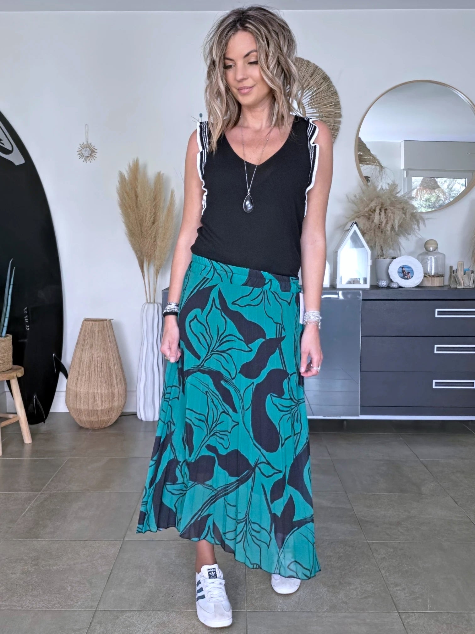 Jupe longue verte/bleue à imprimé - 𝐌𝐚𝐫𝐢𝐧𝐚𝟒𝟒𝐟𝐚𝐦𝐢𝐥𝐲