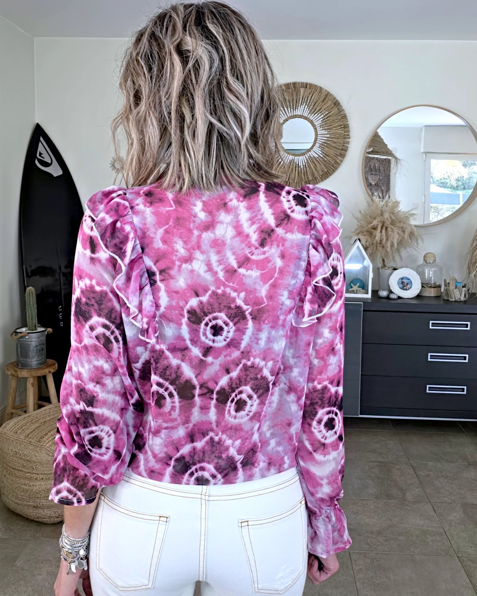 Chemise tie and dye rose fuchsia