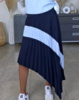 Jupe Plissée asymétrique bleu marine et bleu ciel