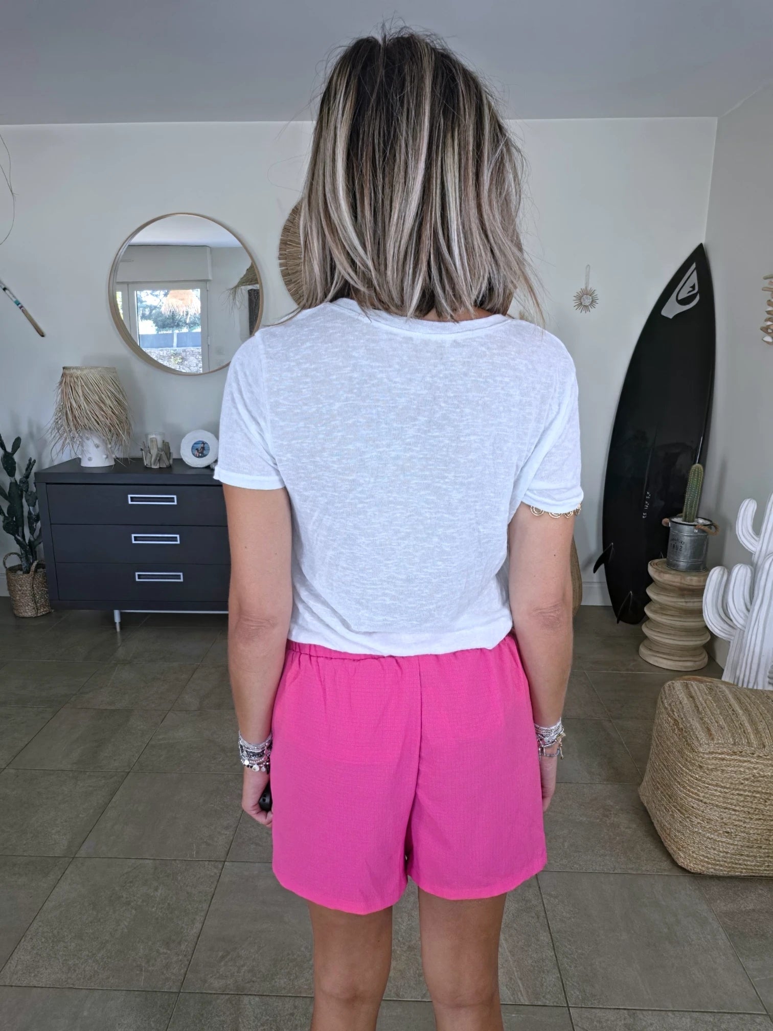 Jupe-short rose fuchsia