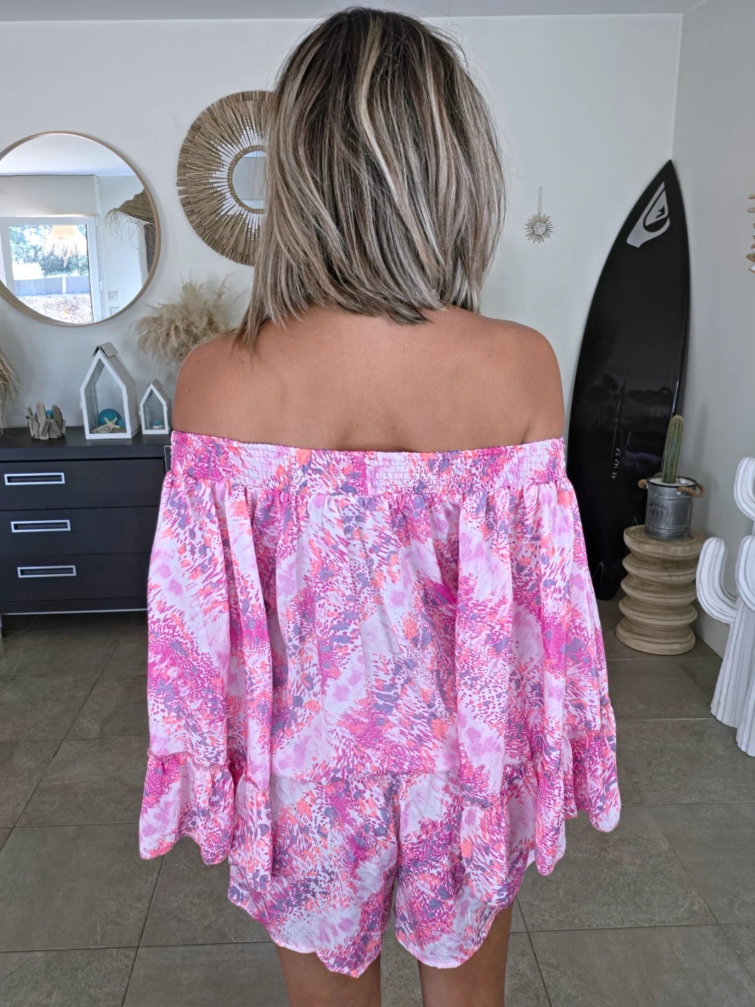 Ensemble rose fuchsia haut + short