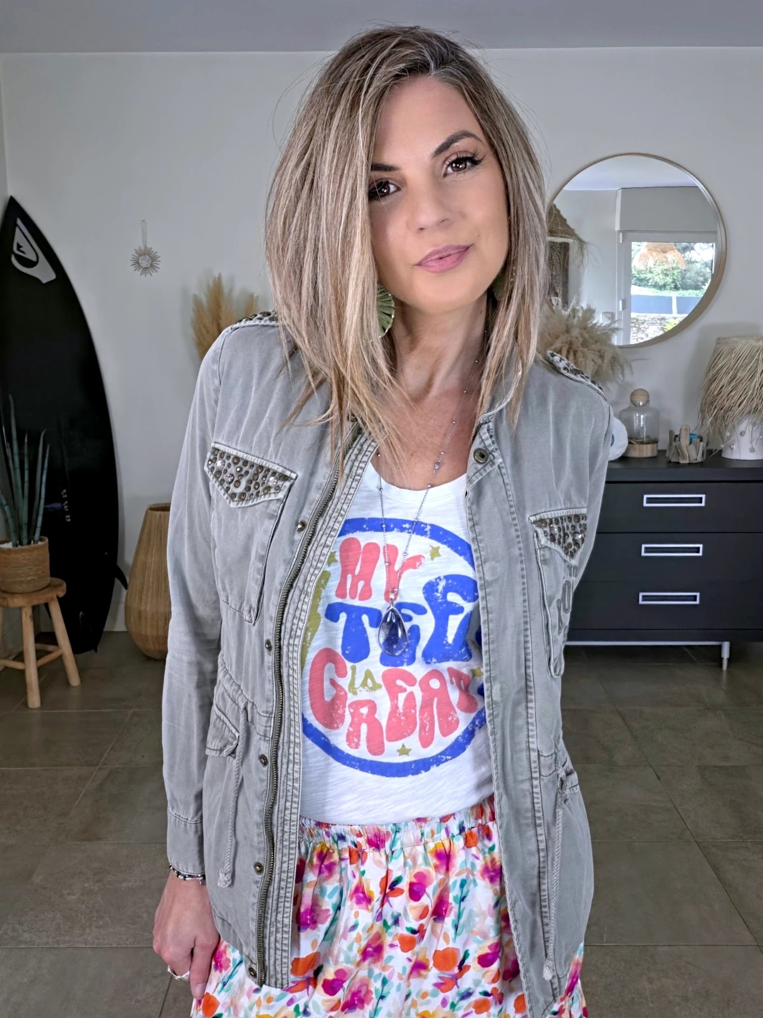 T-shirt blanc "My tee great" - 𝐌𝐚𝐫𝐢𝐧𝐚𝟒𝟒𝐟𝐚𝐦𝐢𝐥𝐲
