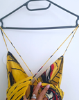 Top jaune à imprimé wax