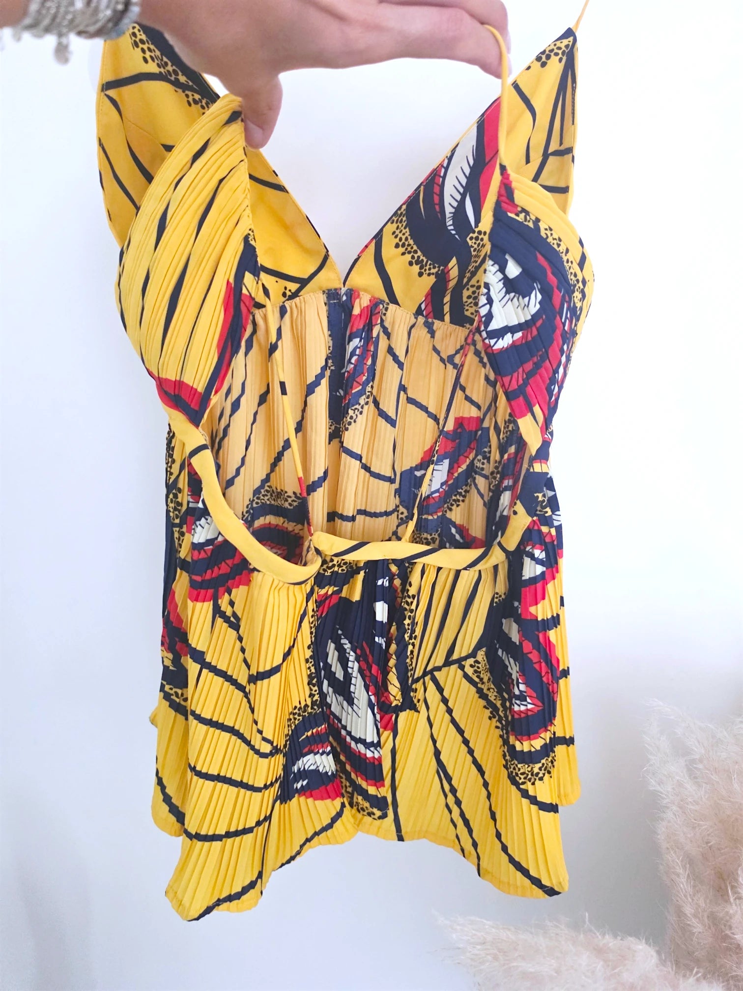 Top jaune à imprimé wax