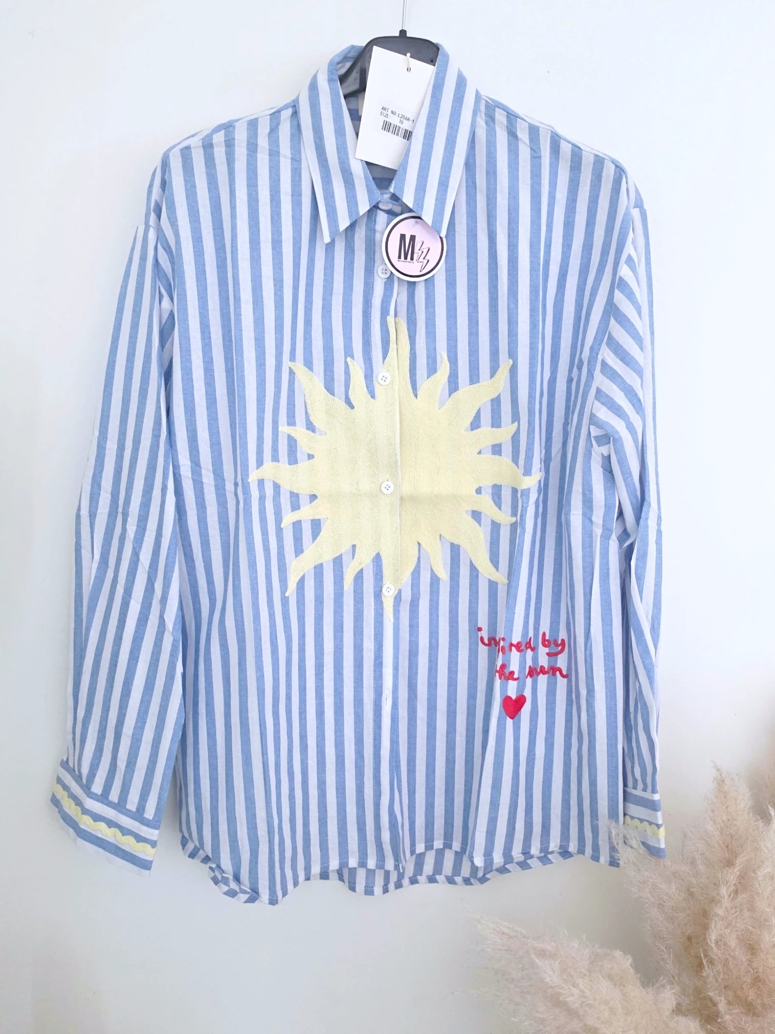 Chemise coton à rayures et broderies