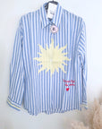 Chemise coton à rayures et broderies