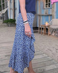 Jupe asymétrique à imprimé léopard bleu marine