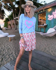 T-shirt coeur bleu et rose fluo