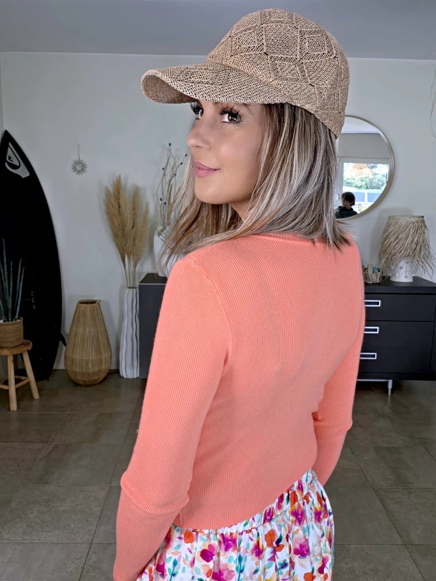 Pull corail clair à maille fine côtelée - 𝐌𝐚𝐫𝐢𝐧𝐚𝟒𝟒𝐟𝐚𝐦𝐢𝐥𝐲